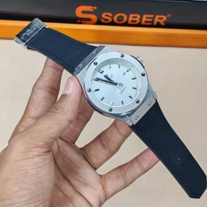 hublot belt-black belt white dial