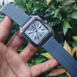 Sober premium square belt-ash belt white dial