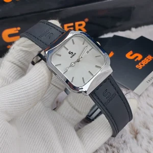 Suare belt - White dial black belt