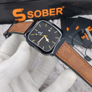 Suare belt - black dial brown belt