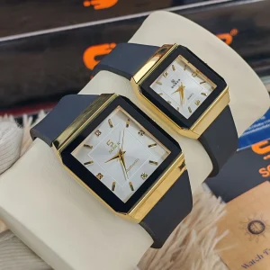 Couple set-Black dial white belt