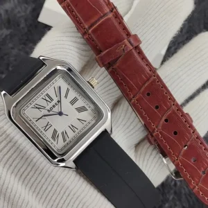 White dial black belt with extra brown leather belt